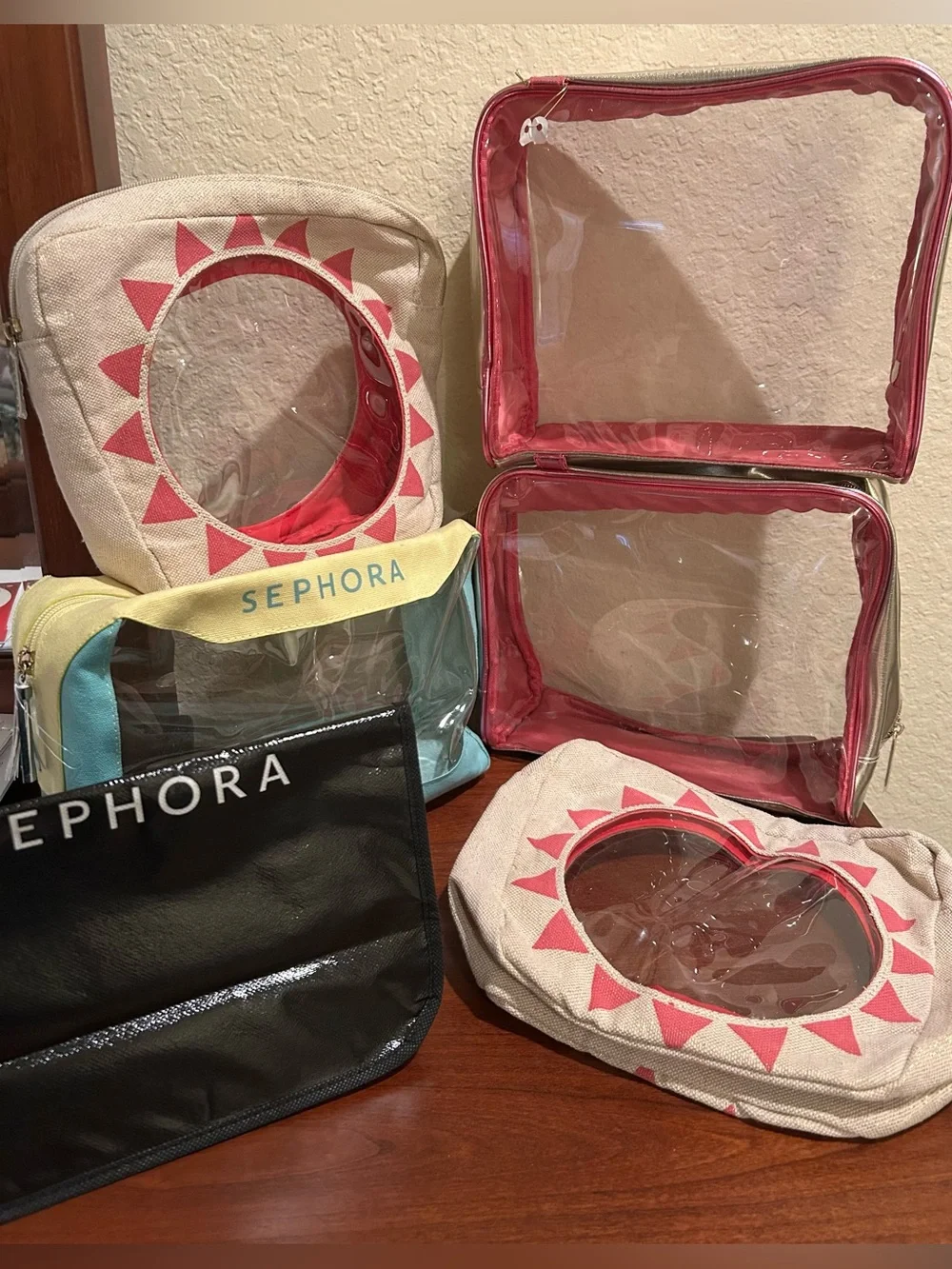 6 Sephora Large Makeup Bags Clear Zippered Bags Storage